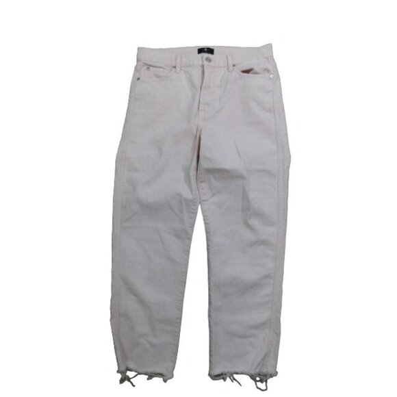 7 for all mankind Size 30 High Waist Crop Rough Seam Pink Denim Jeans - Picture 1 of 3